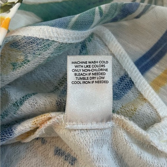 Christopher & Banks Tropical Palms Square Neckline Pullover Blouse Cap Sleeve 1X - Picture 7 of 10